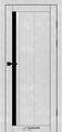 Міжкімнатні двері Syndicate Doors SD-PVC-124 Бетон білий ПВХ чорне скло