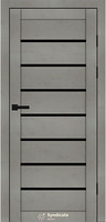Міжкімнатні двері Syndicate SD-PVC-102 Бетон світлий ПВХ чорне скло